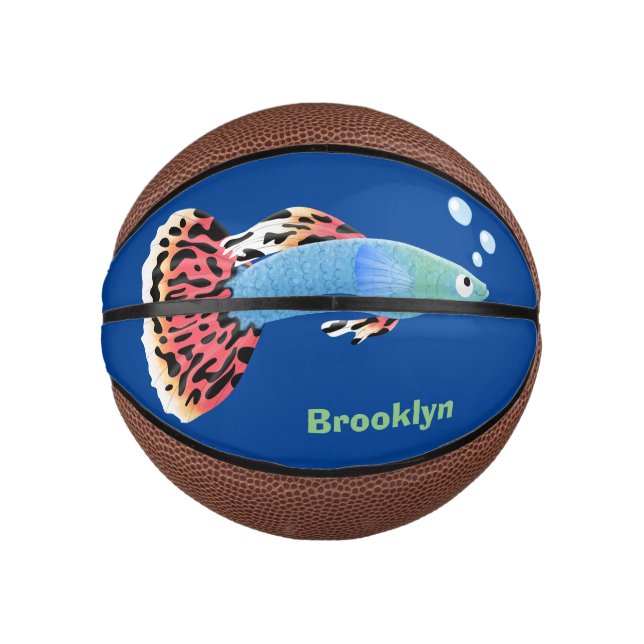 Cute fancy guppy tropical fish cartoon  mini basketball (Front)