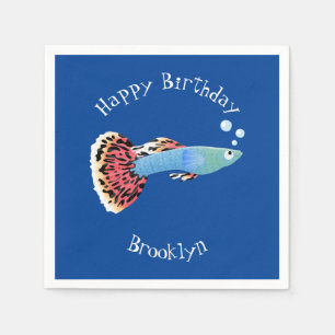 Cute fancy guppy tropical fish cartoon napkin