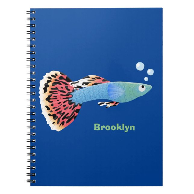 Cute fancy guppy tropical fish cartoon notebook (Front)
