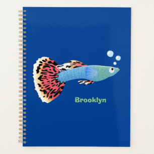 Cute fancy guppy tropical fish cartoon  planner
