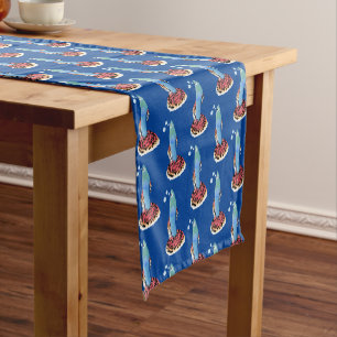 Cute fancy guppy tropical fish cartoon short table runner