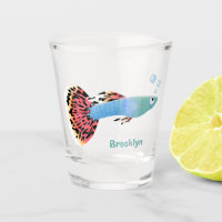 Cute fancy guppy tropical fish cartoon