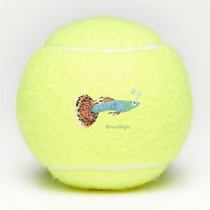 Cute fancy guppy tropical fish cartoon tennis balls