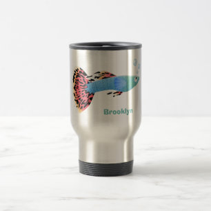 Cute fancy guppy tropical fish cartoon travel mug
