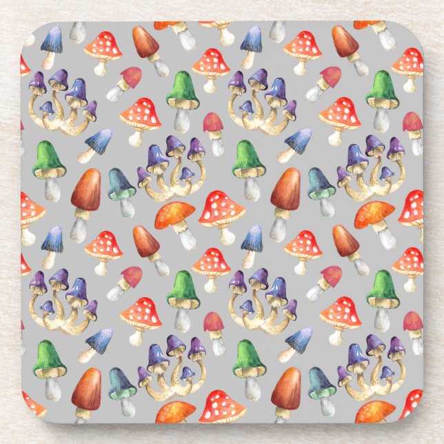 Cute fantastic mushrooms throw pillow coaster (Front)