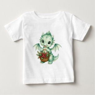 Cute Fantasy Baby Dragon Berries Basket T-Shirt