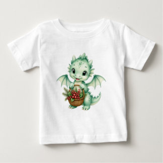 Cute Fantasy Baby Dragon Berries Basket T-Shirt