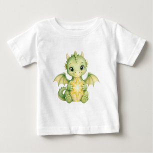 Cute Fantasy Baby Dragon Holding Star Watercolor T-Shirt