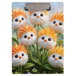 Cute Fantasy Chick Flowers Garden Clipboard