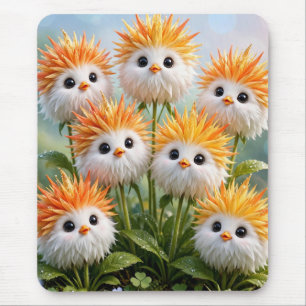 Cute Fantasy Chick Flowers Garden Mouse Mat