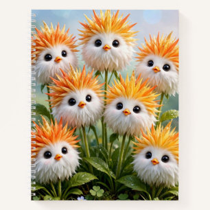Cute Fantasy Chick Flowers Garden Spiral Notebook