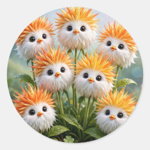 Cute Fantasy Chick Flowers Garden Sticker