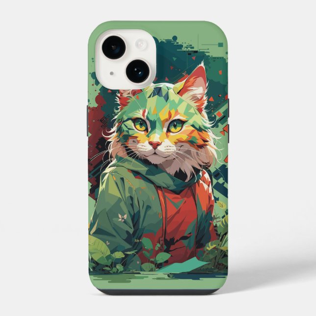 Cute Fantasy Colour Splash Cat Design iPhone Case (Back)