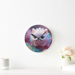 Cute Fantasy Creature Mug - Kawaii Magical Pet Mug Round Clock