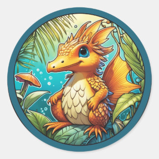 Cute Fantasy Dinosaur  Classic Round Sticker