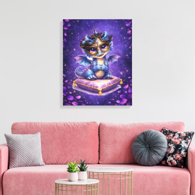 Cute Fantasy Dragon Canvas Wall Art (Insitu(LivingRoom))