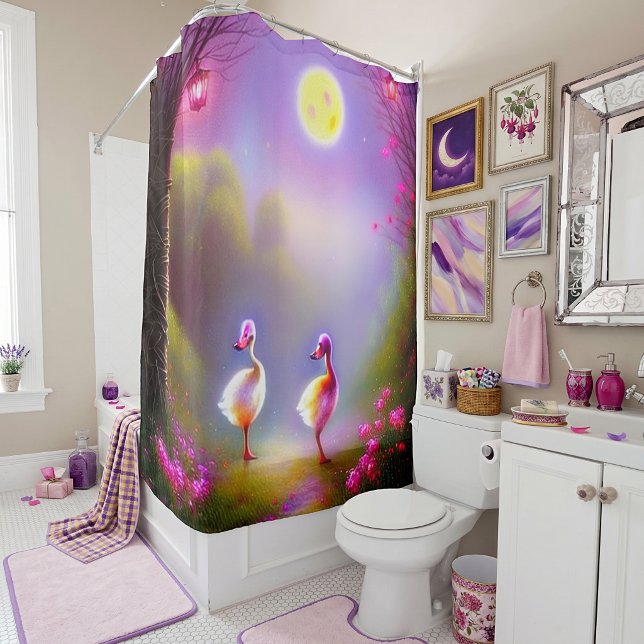 Cute fantasy ducks shower curtain (Creator Uploaded)