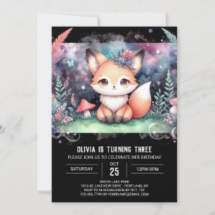 Cute Fantasy Fox Birthday Invitation