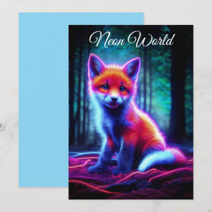 Cute fantasy glow fox with bioluminescent aura invitation