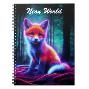 Cute fantasy glow fox with bioluminescent aura notebook