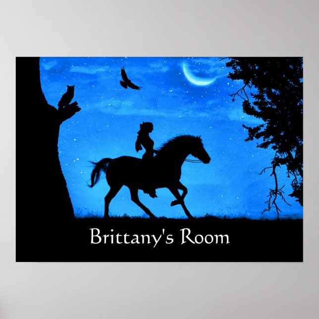 Cute Fantasy Horse Owl and Rider Poster (Front)