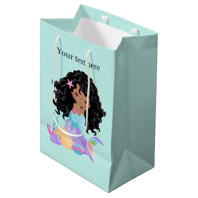 Cute fantasy mermaid customisable  medium gift bag (Front Angled)