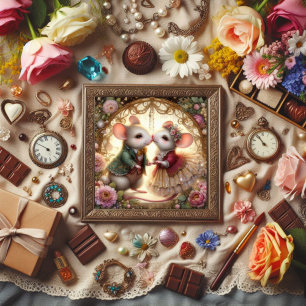 Cute Fantasy Mice In Love Christian Valentine Holiday Card