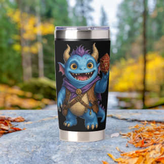 Cute Fantasy Monster Holding D20 Dice T-Shirt Insulated Tumbler