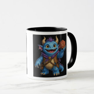 Cute Fantasy Monster Holding D20 Dice T-Shirt Mug