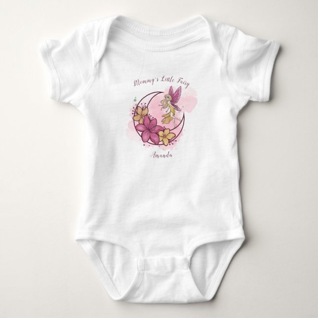 Cute Fantasy Moon Fairy Personalised Baby Bodysuit (Front)