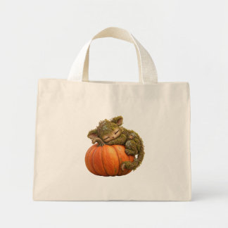 Cute Fantasy Moss Creature Hugging Pumpkin Tote Ba