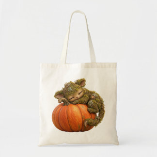 Cute Fantasy Moss Creature Hugging Pumpkin Tote Ba Bag