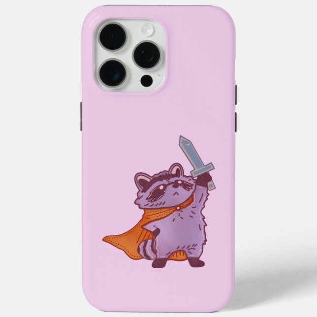 Cute Fantasy Racoon Warrior with Sword and Cape Case-Mate iPhone Case (Back)