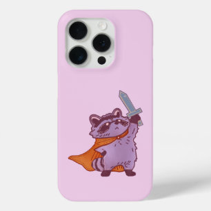 Cute Fantasy Racoon Warrior with Sword and Cape iPhone 15 Pro Case