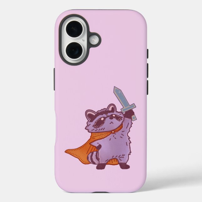 Cute Fantasy Racoon Warrior with Sword and Cape Case-Mate iPhone Case (Back)