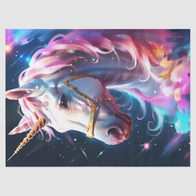 Cute Fantasy Rainbow Unicorn Birthday Gift Wrap Tissue Paper (Front)