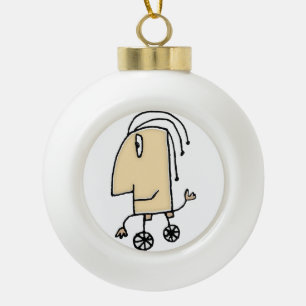 Cute fantasy toy sketchy drawing ceramic ball christmas ornament