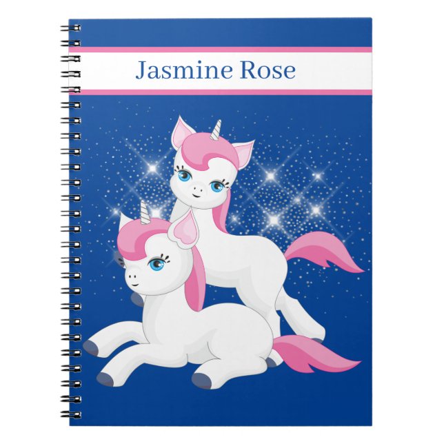 Cute fantasy unicorn add name notebook (Front)