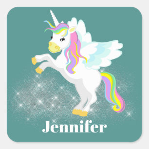 Cute Fantasy unicorn add name sticker
