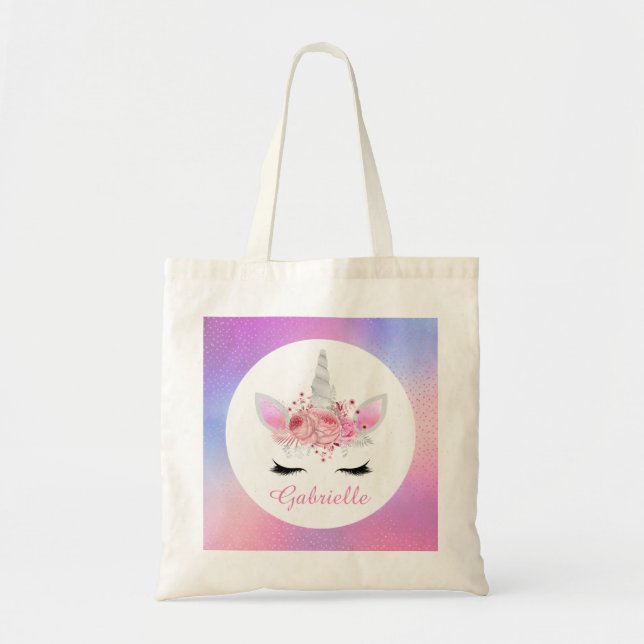 Cute Fantasy unicorn add name tote Bag (Front)