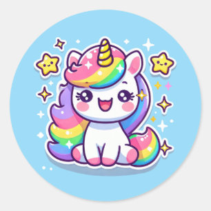 Cute Fantasy Unicorn Classic Round Sticker