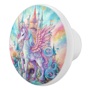 cute fantasy unicorn girls ceramic knob