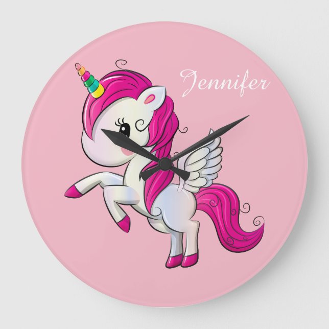 Cute Fantasy Unicorn Large Clock (Front)