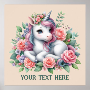 Cute Fantasy unicorn lovers add text  Poster