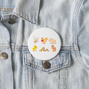 Cute Farm and Pet Animals 7.5 Cm Round Badge