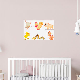 Cute Farm and Pet Animals Poster