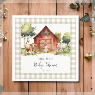 Cute Farm Animal Barn Baby Shower  Napkin