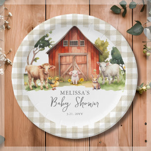 Cute Farm Animal Barn Baby Shower  Paper Plate