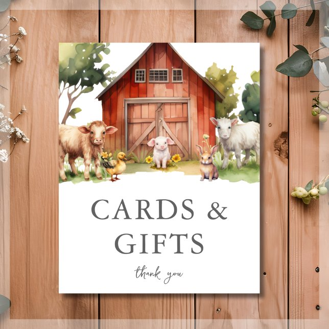 Cute Farm Animal Barn Card & Gift Sign (Creator Uploaded)