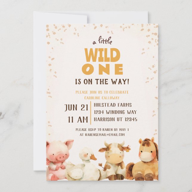 Cute Farm Animal Barnyard Baby Shower Invitation (Front)